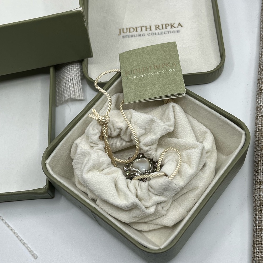 Vintage Judith Ripka Sterling Silver Heart Enhancer Pendant with Mother of Pearl - Picture 3 of 16